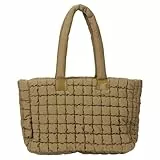 TIAASTAP Groß Puffer Tote Bag mit Reißverschluss Shopper Teddy Tasche Stepptasche Gesteppte Handtasche Schultertasche Damen Gross Tragetasche Damen-Henkeltaschen Hobo Bag