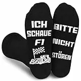 Gemtte Rennwagen Neuheitssocken, Gr.36-45 F1 Lustige Socken mit Spruch Bitte Nicht Stören - Ich Schaue F1, F1 Merch für Rennsport Fan, Geburtstags Weihnachts Geschenk für Familie und Freunde
