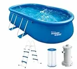 Summer Waves Quick Up Pool Komplettset | Oval 549x305x107 cm Blau | Aufstellpool Set | Gartenpool & Schwimmbecken inkl. Filterpumpe, Leiter, Bodenvlies & Abdeckplane