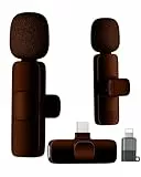 KUKIHO Kabelloses Lavalier Mikrofon für iPhone/iPad/Android (2 Sender), Mini Ansteckmikrofon mit Geräuschunterdrückung, Plug-Play Wireless Mikrofon für Videoaufnahmen, Podcast, YouTube（Rotschwarz）