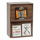 Iris Ohyama, Möbel, Bibliothek, Aufbewahrungsregal, 2 Klapptüren, Holz, Zeitschrank, Elegant, Vielseitig, für Büro, Schlafzimmer, Wohnzimmer, Braun, Flap Rack CHR-2
