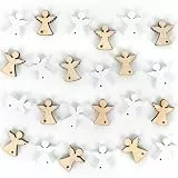 Logbuch-Verlag Holzengel Streudeko, 24er Set: Kleine Weihnachtsfiguren, Deko Weihnachten & Advent, Weihnachtsdeko Holz, Streuteile Engel, Tischdeko Adventskranz, Mini Dekofigur zum Basteln, 2 cm