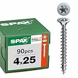 SPAX Universalschraube 4 x 25 mm, 90 Stück - Holzschrauben, Vollgewinde, Senkkopf, T-STAR plus T20, 4CUT Spitze, WIROX Beschichtung - 8000000277122
