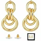 Ohrringe Gold Tropfen Hängend Clean Girl Aesthetic， Goldene Ohrringe Damen Statement Creolen Gold，Hoop Earrings for Women (Stil 3)