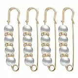 4 Stück Brosche Sicherheitsnadeln,Broschen für Kleidung Pins Perlen mit Pins Damen Niedliche,Brautkleid Halloween Pearl Broschen & Anstecknadeln Dame,Kleidungsclips Kleiderspangen Women Ausschnitt