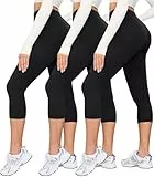 BAYDI Creamlush 3er Pack Capri Leggings Damen High Waist 3/4 Leggings für Yoga Pilates Freizeit Alltag