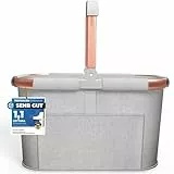 Cottara 30l stabiler Einkaufskorb groß | Tragekorb mit Henkel und verstärktem Boden, Frontfach und Innentasche mit Reißverschluss | Ideal als Einkaufstasche, Picknickkorb oder Shopper (Hellgrau Rose)