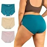INNERSY Unterhosen Übergrößen Damen Hohe Taille Microfaser Unsichtbare Unterwäsche Slips Mehrpack 3 (60-62, Blau/Beige/‌Lila)