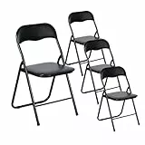 EGGREE 4er Set Klappstühle Metallrahmen mit PVC - Gepolstertem Sitz, Campingstuhl mit Einer Tragfähigkeit von 110KG, Faltbarer Ergonomischer Balkonstuhl für Büro Party Camping