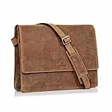 DONBOLSO Barcelona Umhängetasche aus Leder, Notebook Laptopfach, modernes Accessoire, Vintage-Echtes Leder, Innentaschen, verstellbarer Gurt - Nappa Schwarz