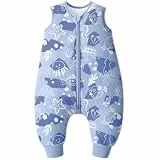 Looxii Schlafsack Baby mit füßen 2.5 Tog Baumwolle Warm Winterschlafsack Baby Schlafsack mit Beinen für Kinder 18-36 Monate Jungen Mädchen 80 cm Blau Ozean