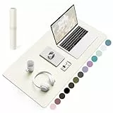 YSAGi Schreibtischunterlage, Mauspad mit Leder und Rutchfeste Wildleder, Multifunktionales Office Mousepad Laptop Schreibunterlage, Tisch-Schutz Unterlage für Büro/Home-Office (Creme, 80x40cm)