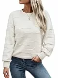 Toplop Damen Herbst Winter Pullover Langarm Strickpullover Warm Einfarbig Pulli Sweatshirt Mikadoweiß S