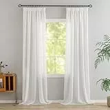 VOILYBIRD 2er Set Leinen Mischgewebe Vorhänge mit Kräuselband Leinenoptik Gardinen für Schlafzimmer Wohnzimmer (HxB 245 x 140 cm, Weiß)