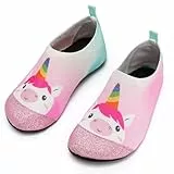 Torotto Hausschuhe Kinder Mädchen Junge Pantoffeln Atmungsaktive Rutschfest Weich Turnschläppchen Barfussschuhe für Lauflernschuhe Kleinkinder Schuhe Kindergarten Unisex(Rosa blaues Einhorn 24/25 EU)