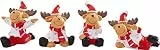 VBS Mini Elch Edwin 4 Stk 4.0-5.0 cm Polyresin Weihnachtsfigur Dekoration Elchfiguren Weihnachten Deko Elch Set