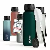 Blumtal Premium Trinkflasche 800 ml - bruchsichere & auslaufsichere Trinkflasche Sport & Outdoor - Sportflasche BPA-frei - Gym Flasche mit 1-Klick-Verschluss & Sieb - spülmaschinenfest - petrol