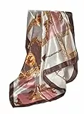 GLORIS Seidenschal Damen 90x90cm Rose beige Elegante Seidentuch Haare Seidentuch Damen Halstuch Satintuch Halstuch Seide Bandana Tuch Kopftücher Ansatz Scarf