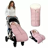 LAT Universal Fußsack für Babyschale Kinderwagen, Wind- und Wasserdicht mit Abnehmbarer Verlängerungsabschnitt Winterfußsack für Kinderwagen Buggy (Grundfarbe, Rosa)