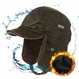 Comhats kaffeebraune warme Trappermütze mit Kunstleder Hut Unisex Fliegermütze Fellmütze Erwachsenen für Männer