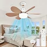 BomKra Deckenventilator mit Beleuchtung und Fernbedienung Leiser - 30W LED Deckenleuchte mit Ventilator, 3 Geschwindigkeiten, 3 Modi Dimmbar, Timer, Lampe mit Ventilator für Schlafzimmer