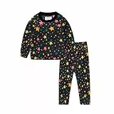 Mud Kingdom Jungen Schlafanzug Pyjama Kinder Baumwolle Zweiteiliger Schlafanzüge Set Herbst Winter Weihnachten Nachtwäsche Polar Fleece Schwarze Sterne 7 Jahre