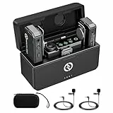 Hollyland Lark MAX Lavalier Mikrofon Wireless mit 2 Externe Mikrofone, 48kHz/24 bit Audioqualität ENC Antischall, 22H Dauer 250m Reichweite, 8GB Rec Funktion Ansteckmikrofon kabellos für Kamera Handy