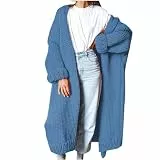 Generisch Strickjacke Damen Kurz, Lang Grobstrickjacke Cardigan Langarm Herbst Winter Strickmantel Offene Front Strick Jacke Wintermantel Strickcardigan Sweater Winterjacke, Cardigan Damen Herbst