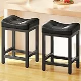 Dripex Barhocker 2er Set,Barstuhl,Küchenstuhl,Kunstleder mit Nähten,Sitzhöhe 64 cm,Barhocker Schwarz für Hausbar,Esszimmer,Einfache Montage
