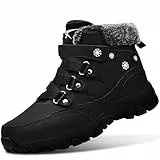 ASHION Winterstiefel Damen Winterschuhe Wanderschuhe Warm Gefüttert Schneestiefel Winter Outdoor Trekking Boots,A Grau Schwarz 37 EU