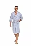 COLORFULLEAF Leicht Bademantel Herren aus 100% Baumwolle Sauna Morgenmantel Männern weicher lange Kimono Reisebademantel(Grau,L)