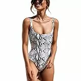 TSWRK Damen Bikini Set Einteiler Badeanzug Rückenfrei Bandeau Leopard & Schlange Badebekleidung U-Ausschnitt Beachwear