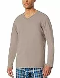 Schiesser Herren Schlafshirt Langarm V-Ausschnitt-Mix + Relax Pyjamaoberteil, Clay_182182, 56