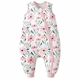 Yoofoss Baby Schlafsack mit Füßen 2.5 Tog Winter Schlafsack Baby mit Beinen Baumwolle Warm Babyschlafsack für 18-36 Monate Kinder Jungen Mädchen 80 cm- - Rosa Blume