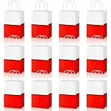 Sunshine smile 12 Stück Geschenk Tasche mit Griffe,Geschenktüten Klein mit Henkel,Party Geschenktaschen,Geschenk Taschen Rot Taschen,Candy Tüten zum Verpacken,Gift Bags für Zeichentrickserie