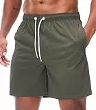Danfiki Herren Badehose Schnelltrocknend Badeshorts Kurzen Strandhose Sporthose Schwimmhose Seersucker Gewebe mit Meshfutter