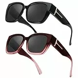 Myiaur 2 Pack Überzieh Sonnenbrille Damen Polarisierte UV400 Schutz Oversized Rahmen Sonnenbrille für Brillenträger für Autofahren & Freizeit