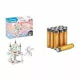 PLAYMOBIL Regenbogen-Schloss, leuchtende Blume/Sound, 4+ Jahre, & AAA Alkaline-Batterien Amazon Basics 12 Stück, 10 Jahre