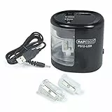 Rapesco 1449 PS12-USB Automatischer/Elektrischer Spitzmaschine, Benötigt USB-Kabel (im enthalten) oder Batterien (nicht enthalten), Schwarz