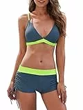 Durio Bikini Damen Set Bikini Verstellbar Zweiteiliger Badeanzug Push Up Bikini mit Hotpants Mischung 1 38
