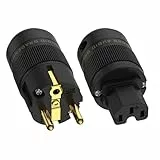 Brollitest 1 Pair High End Schuko Stecker Hifi Netzstecker Power Plug + IEC C15 Anschluss (vergoldet, GE)