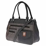 Christian Wippermann große Damen Umhängetasche Tasche Schultertasche in Leder Optik Schwarz-Grau