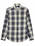 Springfield Herren Camisa ls de sarga a Cuadros Businesshemd, Estampado Blanco, L