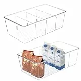 Lrocotanc 2er Set Kühlschrank Organizer - Aufbewahrungsbox Küche - Küchen Organizer Aufbewahrung mit 4 Fächern,BPA-Freie,für Aufbewahren von Teebeuteln,Snacks und Gewürzen(Durchsichtig)