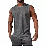 UHouse Oversize Tank Top Herren Sport Muskelshirt Männer Sommer Tanktop Baumwolle Trägershirt Rundhals Ärmellose Tshirt Hawaii Unterhemd Gym Axelshirt Große Größen Achselshirt Angebote Amazon Grau XL
