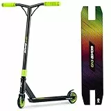 SOKE Evo Stunt Scooter für Extreme Skateparkfahrten – ABEC-9 Carbonlager aus verchromtem Stahl – PU-Räder 88A – Y-Bar-Lenker mit TPR-Griffen – Aluminium-Deck grün