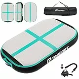 FBSPORT Airtrack Matte, 20cm Hoch Verdicken 60CM Tumbling Matte,Gymnastikmatte mit Luftpumpe,Trainingsmatte mit Tragetasche,Turnmatte für Zuhause, Outdoor,Yoga, Übungsgymnastik