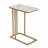 Versa Padua Beistelltisch für das Wohnzimmer, Schlafzimmer oder die Küche. Moderner, niedriger Tisch, Maßnahmen (H x L x B) 61 x 26 x 46 cm, Holz und Metall, Farbe: Marmor und Gold