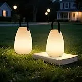 light to hope 2 Stück LED Akku Outdoor Lampe mit Fernbedienung Dimmbare Tischlampe Kabellos 8 Farben & Warmweiß IP44 Wasserdicht USB-C Camping Lampe für Außen, Garten, Terrasse, Esstisch, Bar 14x20CM