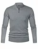 iClosam Pullover für Herren Winter Strickpullover Stehkragen Pullover Herren Zip Sweater Hellgrau XXL
